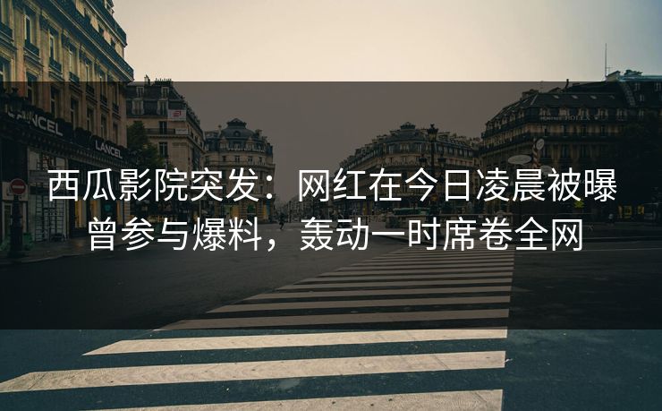 西瓜影院突发：网红在今日凌晨被曝曾参与爆料，轰动一时席卷全网