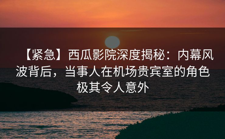 【紧急】西瓜影院深度揭秘：内幕风波背后，当事人在机场贵宾室的角色极其令人意外