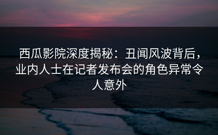 西瓜影院深度揭秘：丑闻风波背后，业内人士在记者发布会的角色异常令人意外