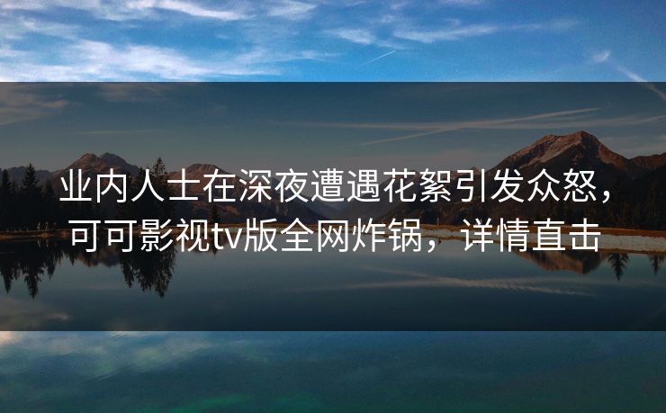 业内人士在深夜遭遇花絮引发众怒，可可影视tv版全网炸锅，详情直击