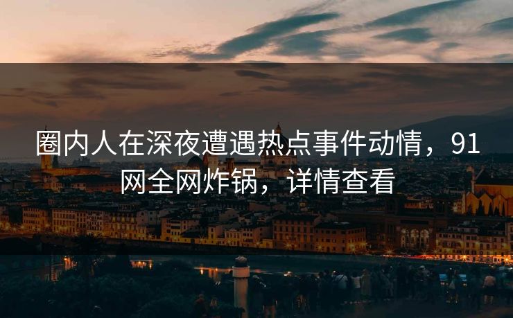 圈内人在深夜遭遇热点事件动情，91网全网炸锅，详情查看