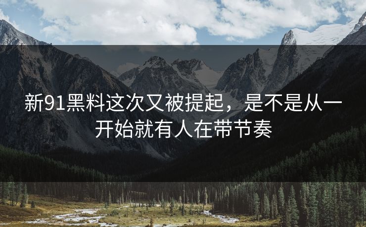 新91黑料这次又被提起，是不是从一开始就有人在带节奏